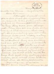 ["The letter is requesting information about the Potawatomie's Indian tribe and their potential settlement with the Chicago lake front money. The writer is asking if the tribe will receive compensation before an airport is built and expresses concern about their living conditions. The letter is signed by Joe Simon from Mayetta, Kansas."]