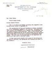 ["The letter is a response from the Office of Indian Affairs to Senator Elmer Thomas regarding the suggestion to construct dams and reservoirs on Indian allotments. The Office has taken steps to authorize the use of Indian moneys for the construction of such dams. The letter acknowledges the benefits that will accrue to the Indians and the State of Oklahoma. Additionally, the Office is making efforts to secure emergency funds for Indian rehabilitation and relief, utilizing various avenues of help for needy Indians. The Office appreciates Senator Thomas's help and assistance in the matter."]