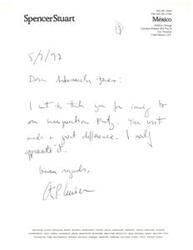 ["The document provides contact information for Spencer Stuart in Mexico, including a phone number, fax number, and address. It also mentions a visit made by Dea Ambasaucla that made a great difference and expresses appreciation for it. The document also lists various other locations where Spencer Stuart has offices around the world."]