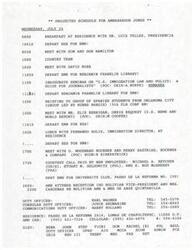 ["Ambassador Jones has a busy schedule on Wednesday, July 24, which includes meetings with various individuals, attending a seminar on United States immigration law and policy, lunch with the Immigration Director, and a reception in honor of the Bolivian Vice-President. Additionally, there are instructions regarding duty officers and communication details. There is also mention of a briefing book on BUCKNER & COMPANY and a request for a meeting with Ambassador Jones regarding a dairy project."]