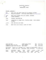 ["The projected schedule for Ambassador Jones on Friday, January 5 includes meetings with the North American Wilderness Academy, Alfredo Phillips Olmedo of NADBank, and Luis Tellez, Chief of Staff. The North American Development Bank is focused on providing financial support for environmental infrastructure development in communities near the US-Mexico border. The Bank's operations, capital subscriptions, and initial projects are detailed in the status report. The support of legislators and governments from both countries is crucial for the Bank's success."]