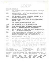 ["Ambassador Jones has a busy schedule on Thursday, January 18, including hosting a breakfast, attending various meetings and briefings, and attending multiple events and receptions. The schedule includes meetings related to money laundering investigations, a poverty briefing, and a luncheon hosted by the Harvard Club. The day ends with a reception hosted by the Thai Embassy. The document also includes details about the investigation of a money laundering scheme involving Mexican banks and Colombian drug traffickers."]