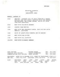 ["The schedule for Ambassador Jones on Monday, January 29 includes meetings with various officials and briefings throughout the day. There is also a request for country clearance for Division Chief Dianne Graham to travel to Mexico City and Monterrey from January 28 to February 1 for discussions related to the CN program with Mexico. Additionally, there is a note regarding a Wirth & Company briefing for the Ambassador to be scheduled for the following week."]