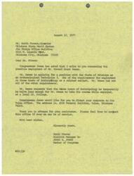 ["The document is a request from Congressman Jones for the Oklahoma State Merit System to consider waiving the requirement of three hours of Anthropology for Mr. Howard Grant Rames, who is applying for a position as an Archaeological Technician I. Rames would like to take the course at a local Jr. College while employed. The response is requested to be directed to Congressman Jones' Tulsa office."]