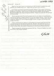 ["The document discusses the President's proposed decontrol schedule and windfall profits tax, with the author expressing support for decontrol in order to increase energy supplies. There is concern about attempts to defeat the decontrol efforts and impose punitive taxes on the energy industry. The author is focused on amendments to exempt newly discovered oil from certain taxes and is reassessing further actions in the Ways and Means Committee. The author appreciates receiving opinions on the energy proposals."]