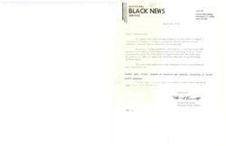 ["The National Black News is requesting additional information from a congressman regarding the number and type of positions held by black staff members on their team. They are asking for names, age, title, length of service, and approximate salaries of black staff members. The congressman is asked to respond by April 31, 1974."]