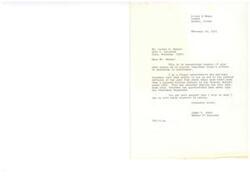 ["The document from James R. Jones acknowledges receipt of a card from Warren Garner urging support for President Nixon's efforts to economize in government. Jones expresses his belief in fiscal conservatism and the need to address the deficits of the past four years. He promises to work on trimming waste in government spending. The second letter from Warren Garner is unclear and seems to express support for Nixon's efforts to cut spending and military expenses."]