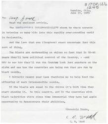 ["The letter expresses contempt and resentment towards parents who have many children, particularly focusing on black families. It describes a couple, Sam and Betty Jo Hardy, who have 22 children and the challenges they face in raising such a large family. The parents are portrayed as overwhelmed and struggling financially, but ultimately view their children as a blessing. The letter concludes with the couple stating they have made up their minds to not have any more children."]
