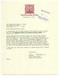 ["Letter from Tulsa, OK, resident and constituent of Congressman James R. Jones, Mr. Bruce Theunissen, to Congressman James R. Jones regarding a proposed budget cut for the Retired Senior Volunteer Program"]