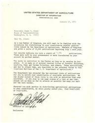 ["Letter from the Director of Information for the United States Department of Agriculture, Mr. Claude W. Gifford, to Congressman James R. Jones regarding the distribution of publications by the USDA"]