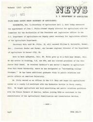["Announcement from the United States Department of Agriculture that the United States Secretary of Agriculture, Mr. Earl L. Butz, appointed Mr. John C. Foltz as the new Deputy Under Secretary for Legislative Affairs of the United States Department of Agriculture"]