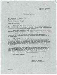 ["Mr. Ruffin wrote to Congressman Jones urging his support for legislation to increase veterans' disability compensation. Congressman Jones responded, informing Mr. Ruffin about two bills in Congress related to the issue and stating that he will follow their progress and be responsive to the needs of veterans."]
