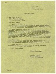 ["Mrs. Boyer wrote to Congressman James R. Jones inquiring about the status of the G.I. Bill, which would increase benefits for veterans attending college. She expressed her struggles to make ends meet with her husband's current benefits. Congressman Jones responded, acknowledging the receipt of her letter and informing her that both the House and Senate have passed bills to increase benefits. He assured her that he supported the House bill, which would increase benefits by 13.6 percent, and that her views would be considered when the compromise bill is reported back for final consideration."]