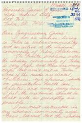["The document is addressed to Congressman Jones and highlights the health problems and unmet needs of the Indian community in Tulsa, Oklahoma. The writer requests prompt attention to issues such as dental care, obstetrics, eye glasses, education on preventative health care, and diabetes. The writer also mentions the passing of the Indian Health Care Improvement Act (PL 94-437) but emphasizes the need for complete funding to meet the needs of the Indian community. The document urges the congressman to consider providing full funding for urban Indians in Tulsa and nationally."]