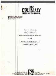 ["John B. Connally, a Republican Presidential Candidate, spoke to the Economic Club of Detroit about the grave challenge of inflation facing the country. He emphasized the need for non-partisan economic policies to combat inflation, which he believes is caused by runaway politics and excessive government spending. Connally also discussed the role of the Federal Reserve in controlling the money supply and the need to eliminate deficit financing to stop inflation. He called for a new, honest American politics to address the changing economic landscape."]