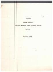 ["John B. Connally, a farmer and former government official, speaks at the National Farm and Power Equipment Dealers convention about the importance of private enterprise and individual freedom in American society. He expresses concern about government interference in the economy and calls for a return to self-reliance and productive workmanship. Connally advocates for transferring more power to state and local governments to involve communities in decision-making processes."]
