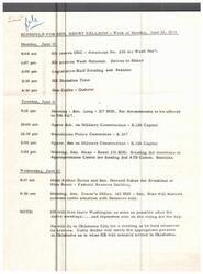 ["The document outlines the schedule for Senator Henry Bellmon for the week of June 10, 1974. It includes details of his meetings, events, and travel plans in Washington, Oklahoma, and various cities in the state. The schedule culminates with his return to Washington on June 17, 1974."]