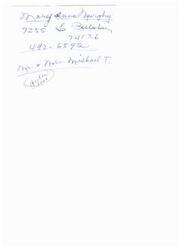 ["The document provides contact information for Mary Dorothy at 7255 So Bellowing, phone number 492-6592."]