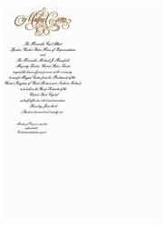 ["The Honorable Carl Albert, Speaker of the United States House of Representatives, and The Honorable Michael J. Mansfield, Majority Leader of the United States Senate, invite members of Congress to a ceremony to accept a Carta from the Parliament of the United Kingdom. The event will take place at the Great Rotunda of the United States Capitol on Thursday, June 3, 1976 at 10:30 am. Members of Congress are admitted without a ticket, and each member can bring one guest."]