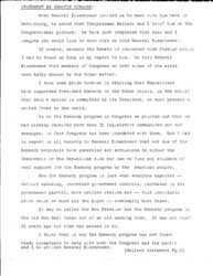 ["The official statement covers topics including the leadership meeting with President Dwight Eisenhower, the Bay of Pigs invasion, New Frontier legislation, John F. Kennedy's first 100 days in office, Richard Nixon's political future, the U-2 spy plane incident, Laos policy, South American foreign policy, and unemployment."]
