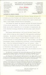 ["The official statement and press conference covers topics including Medicare legislation, hearings on media monopolies, proposed tax cut legislation"]