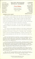 ["The official statement and press conference covers topics including the Vietnam War, the USSR Consular Treaty, the congressional pay raise bill, Everett Dirksen's pending nomination speech of Barry Goldwater, the Civil Rights Act of 1964, and the 1964 Republican National Convention"]