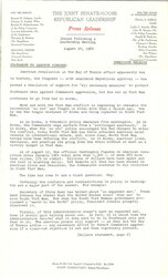 ["The official statement and press conference covers topics including the Vietnam War, the Gulf of Tonkin Incident, the Tuck Bill and state legislative reapportionment"]
