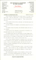 ["The official statement and press conference covers topics including inflation, the federal budget, propsed reduction in U.S. forces in Europe, proposed All-Asia peace conference, Adam Clayton Powell payroll scandal, the Warren Commission findings"]