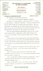 ["The official statement and press conference covers topics including fair housing legislation, the Vietnam War, inflation, a constitutional amendment allowing prayer in public schools, federal review of educational textbooks"]