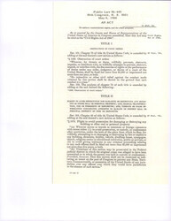 ["Approved H.R.8601 Civil Rights Act Of 1960 As Public Law 86-449 With Margin Notes On Officers Of Election, Voting Rights, Court Action, Voting Referees, Definitions And Penalties For Respective Sections."]