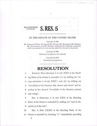["Resolution To S. Res. 5 Regarding Standing Rules On Voting Majority And Minor Format Changes."]