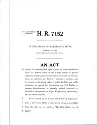 ["H.R. 7152 The Civil Rights Act Of 1963 As Passed By The House Of Representatives In Its Entirety."]