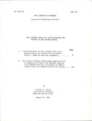 ["This Document Provides A History Of Literacy Test, Which Made It Nearly Impossible For Irish And African American Citizens To Vote. It Also Lists Pros And Cons Of Literacy Tests And Lists Which States Had Them. It Includes A Section For \"the Denial Of Equal Educational Opportunities\" Which Would Cause Citizens To Be Unable To Pass A Literacy Test."]