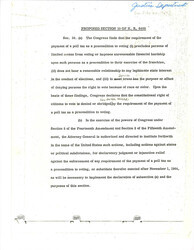 ["Proposed Section 10 Of H.R. 6400 Denoted As A Justice Department Document. Deals With Poll Tax And How A Trial Should Proceed If A Poll Tax Is Put Into Place In Any State Or County."]