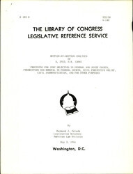 ["Analysis Of S. 2923 / H.R. 12845 Which Provides For Jury Selection In Federal And State Courts, Prosecution And Removal To Federal Courts, Civil;preventative Relief, Civil Indemnification And For Other Purposes."]
