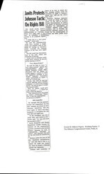 ["Article Fron Unknown Publication Detailing Sen. Javits Disapproval Of The Johnson's Administration's Proposed Legislation Dealing With Housing Discrimination. Javits And Dirksen Both Believed That The Bill Was Unconstitutional."]