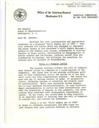 ["The Attorney General Wrote A Letter To The Speaker Of The House Detailing Each Section Of The Civil Rights Act Of 1966."]