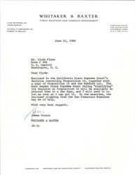 ["Letter From Dorais To Flynn About A California State Supreme Court Decision Overruling Proposition 14."]