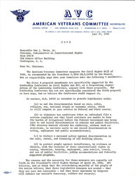 ["Letter To Senator Ervin From The American Veterans Committee About Their Support Of The Civil Rights Act Of 1966 Along With Suggestions To Amend Parts Of The Bill."]