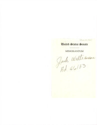 ["Memorandum Note From Dirksen's Office With \"jack Williamson\" And Ad46133."]