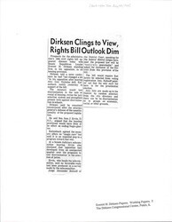 ["Article About Dirksen's Opposition To The Housing Provision Within The Civil Rights Act Of 1966, Which In Turn Made The Bill Less Likely To Be Passed."]