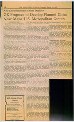["Article About General Electric Co.'s Goal To \"double Or Triple\" The Size Of Its Profit After Developing Urban Areas, The Project They Proposed Could Take Up To 15 Years To Complete And They Asked For Federal Assistance."]