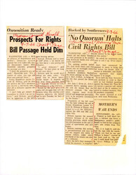 ["The First Article Is About Dirksen's Opposition The The Civil Rights Bill And Whether Or Not The Senators That Oppose It Will Use The Filibuster. The Second Article Is About The Senate Not Being Able To Reach An Agreement And Taking An Overnight Recess."]