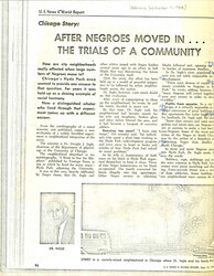 ["Article About Changing Demographics Within Chicago Neighborhoods. Dr. Ingle Was Interviewed For The Article And Said That Hyde Park Became Unsafe For His Family And That University Of Chicago Faculty Have Also Moved Out Of The Neighborhood."]