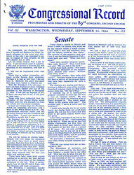 ["Dirksen Floor Speech On The Civil Rights Act Of 1966 And The Reasons For His Opposition Of It. Dirksen Spoke For Around Two And A Half Hours And Crafted His Argument Around His Previous Civil Rights Legislation."]