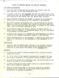 ["Notes In Extended Debate Within The Senate. Notes Include: Two Speech Limitation, Germaneness, Yielding, Quorums, And Reading Of Journal."]