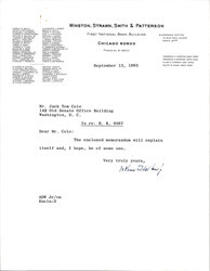 ["Letter To Jack Tom Cole From Winston, Strawn, Smith, And Patterson Regarding H.R. 9567."]
