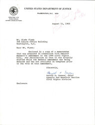["Letter From Greene To Flynn Regarding The Amendment To The Civil Rights Act Of 1964 Which Was Prepared With The Amendment Senator Bennett Submitted Dealing With The Cloture."]
