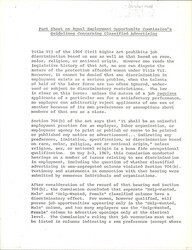 ["Facts About Equal Employment Including Discrimination On The Basis Of Sex, Race, Color, Religion, Or National Origin. The Act Originally Made It Legal For Job Listings To Be Posted As \"help-wanted Female\" Or \"help- Wanted Male\"."]