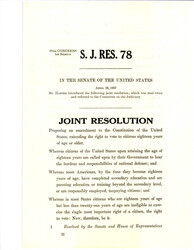 ["Joint Resolution To Extend The Right To Vote To Citizens 18 Years Or Older."]